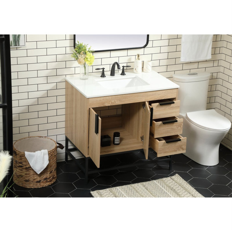 Ensemble de meuble-lavabo simple 36 po Eugene, Bois de manguier