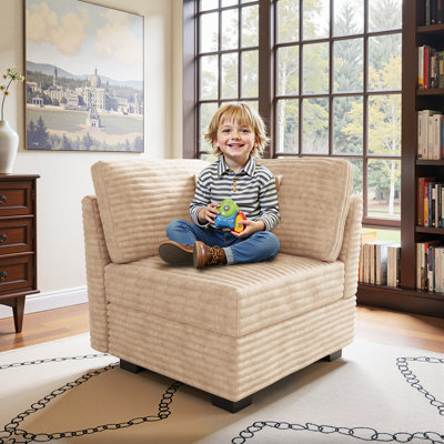 32.7'' Corduroy Upholstered Modular Corner Chair, Sectional Sofa Piece