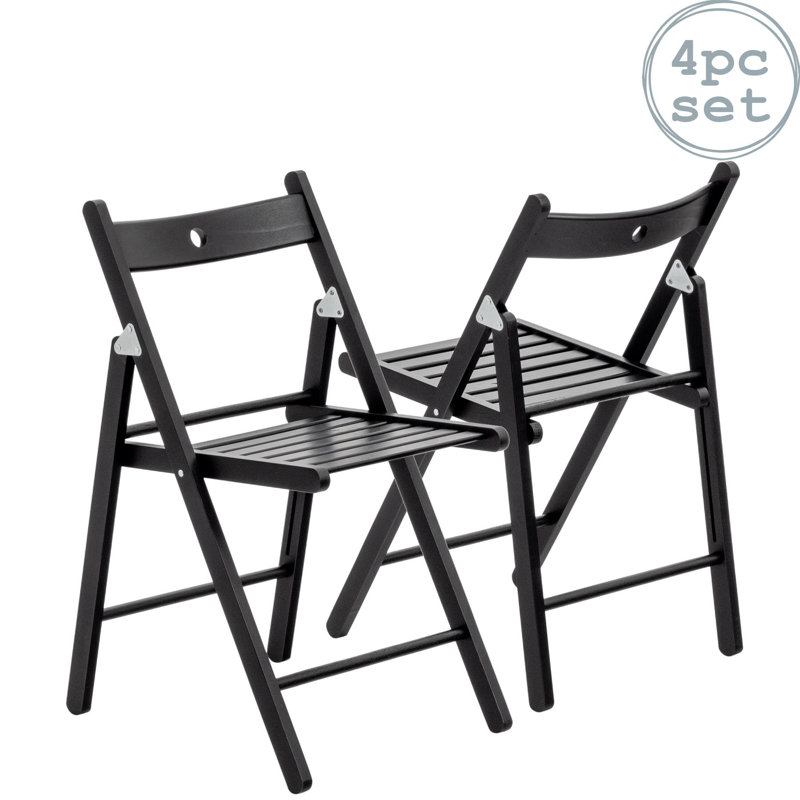 Plastic / Resin Padded Stackable Folding Chair Folding Chair Set, Black