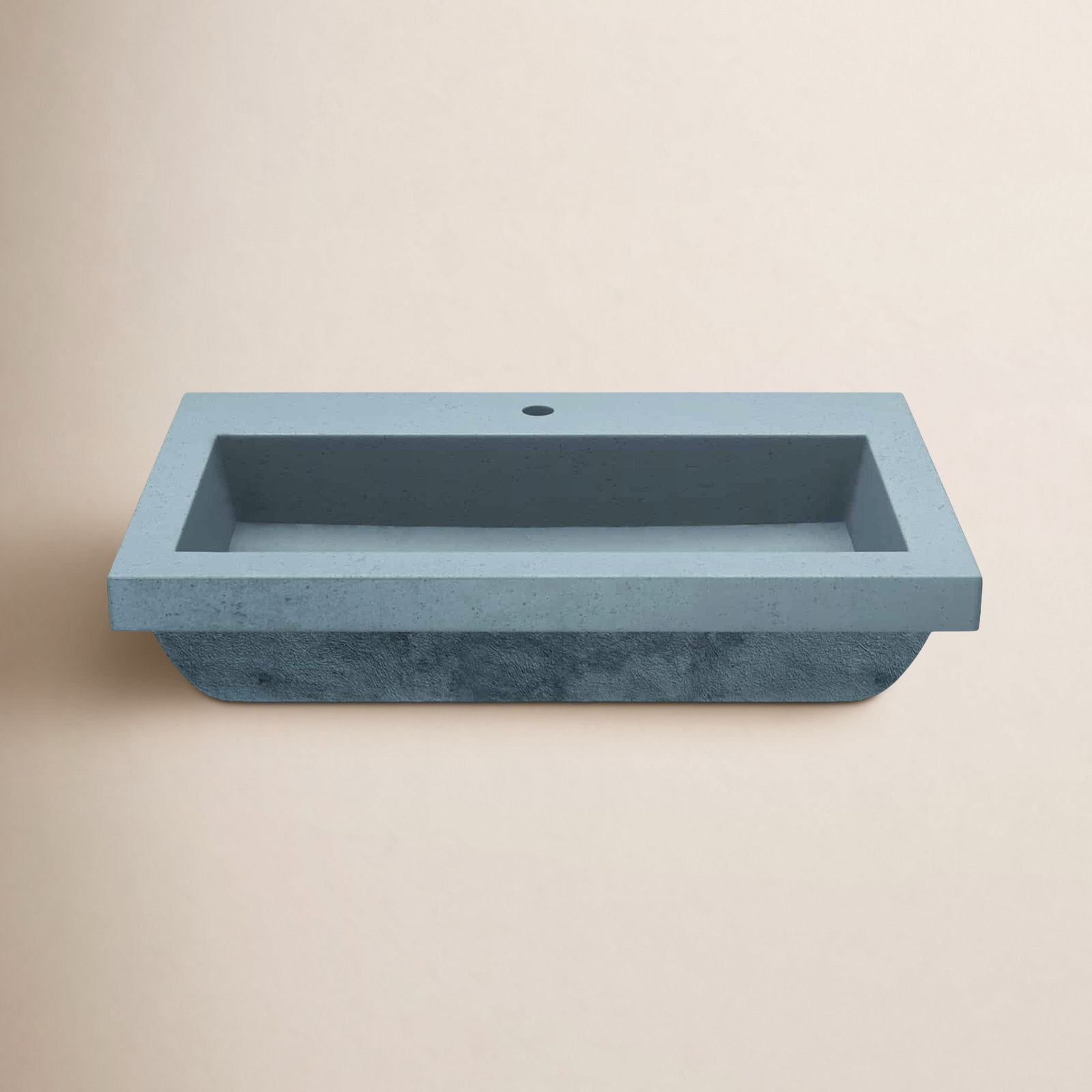 Trough Handmade Rectangular Drop-In Bathroom Sink, Ocean, Single Faucet Hole