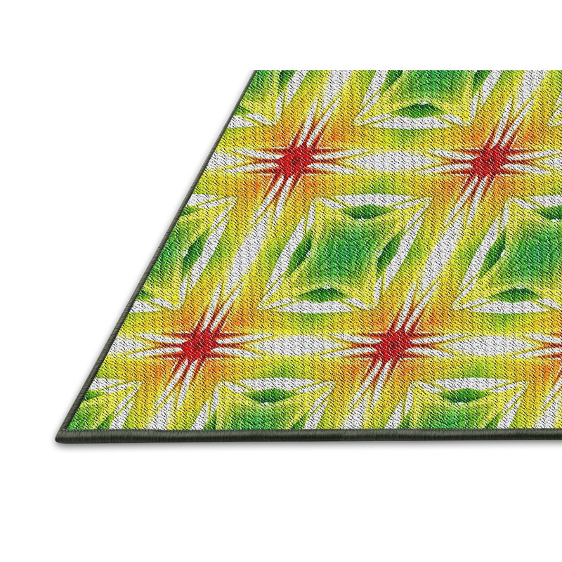 Tapis jaune / vert / rouge Power Loom, Rectangle 6 pi x 9 pi