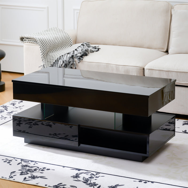 Table basse à plateau relevable 39,3 po avec compartiment caché (table incluse seulement), Noir