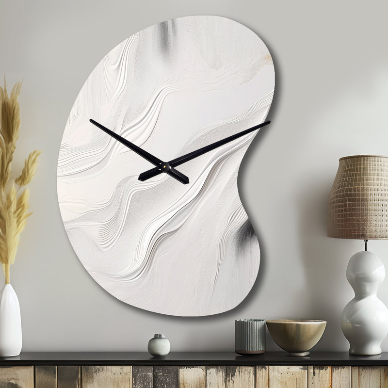 Horloge murale blanche et grise ondulée en pierre V, forme irrégulière en métal, horloge murale moderne, Petit