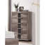 Commode contemporaine 1 pièce à cinq tiroirs avec boutons en métal brun et gris