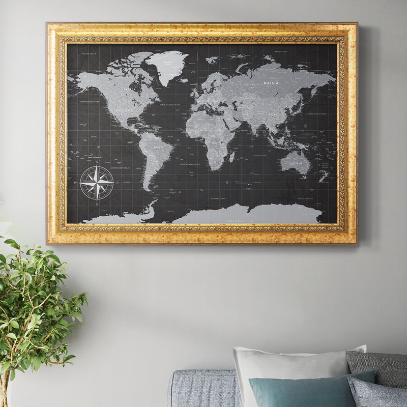 Carte de voyage à punaises - Carte ancienne des États-Unis, impression sur toile encadrée, 20 x 30 - Taille intérieure