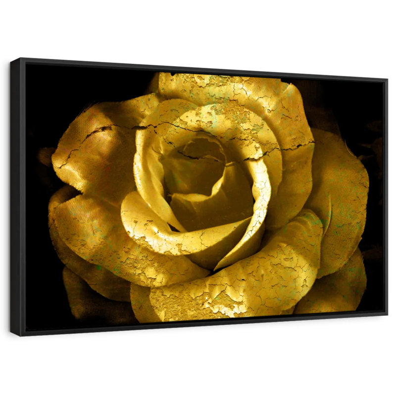 Floral et botanique «Golden Rose Wall Art», H 13 po x l 19 po