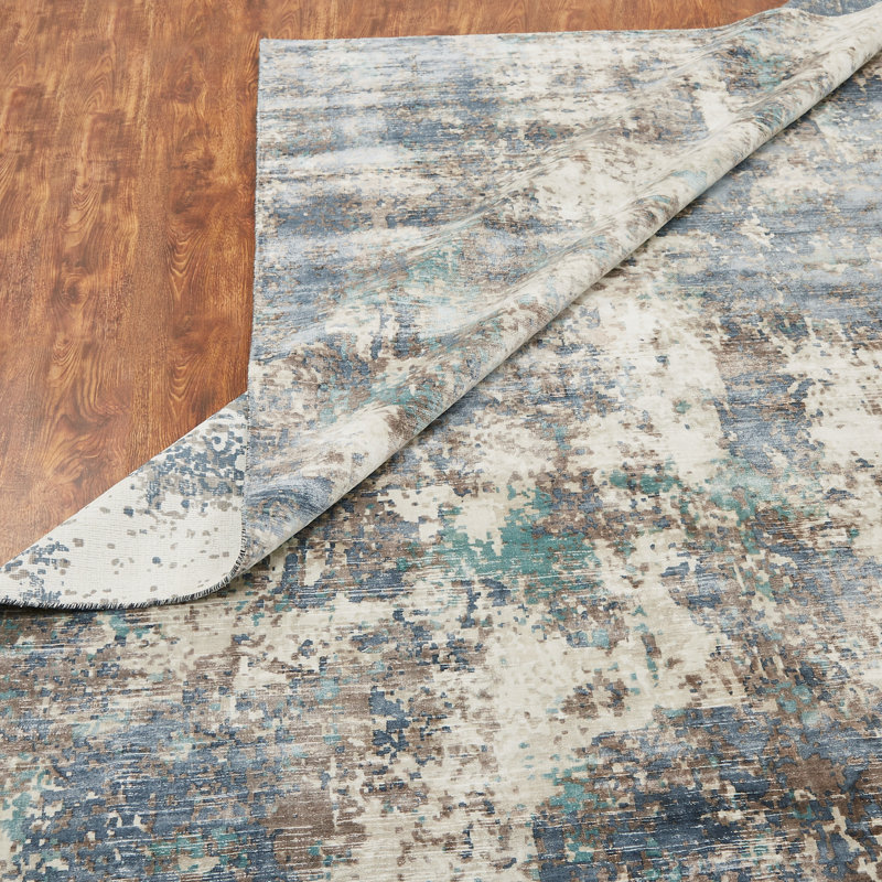 Abstract Area Rug in Blue, Rectangle 8'6" x 11'6"