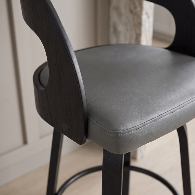 Tabouret de bar pivotant Pensacola, Noir, Gris, Tabouret de bar (siège d'une hauteur de 30 po)