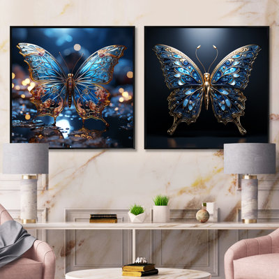 Butterfly Watery Blues - Ensemble de 2 insectes et insectes carrés