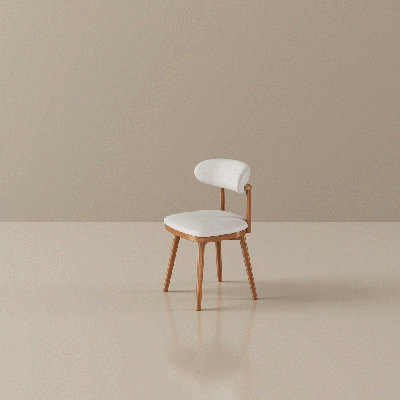 Mid-Century Modern Swivel Dining Chairs Set Of 2, Round Back Dining Chairs, Breakfast Table Chairs, Chairs For Wooden Table, Beige & Light Walnut