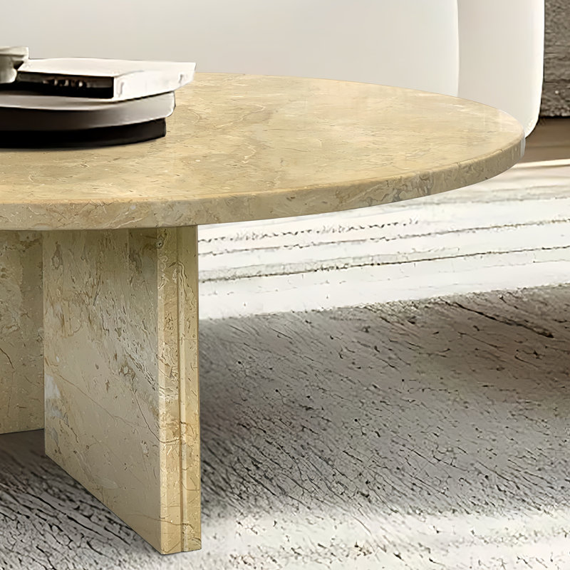 marble coffee table set, Beige/Gold