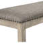 Banc de salle à manger avec esthétique traditionnelle, siège en lin gris, garniture cloutée, cadre brun en bois, profondeur d'assise de 16,5 po, banc rustique de 63,5 po de largeur, revêtement massif, hauteur de 20 po