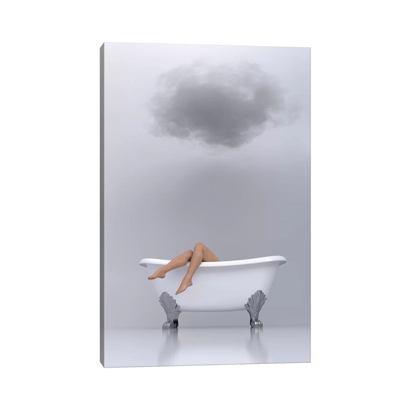 Woman Relaxing In The Bath - Print, No Mat, Wrapped Canvas, 18'' H x 12'' W x 1.5'' D