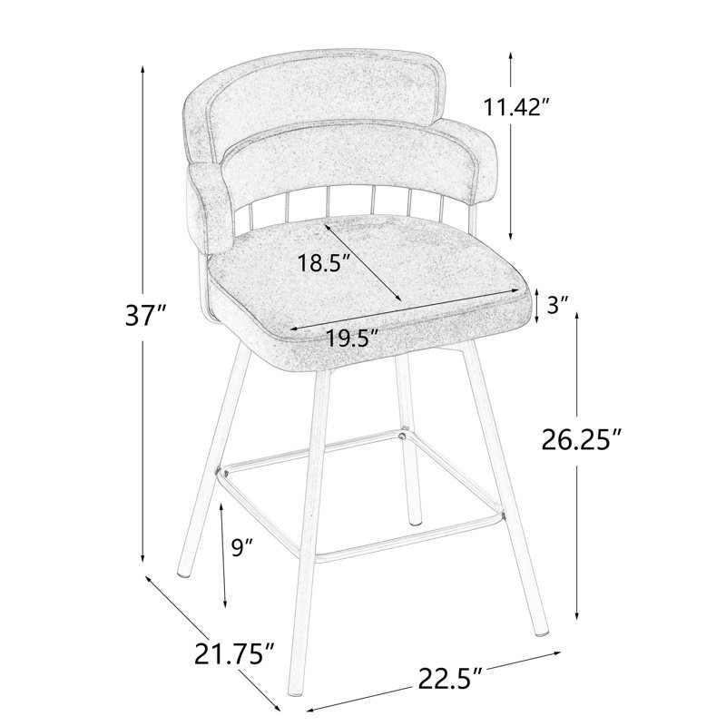 , 180, tabourets de bar pivotants, de 2, hauteur de comptoir de 26 po, style industriel moderne, siège, capacité de poids de 300 lb, rembourré, facile à nettoyer, ensemble de seau fonctionnel, étagé