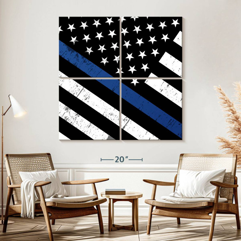 Drapeau de soutien de la police américaine, H 57 po x l 57 po