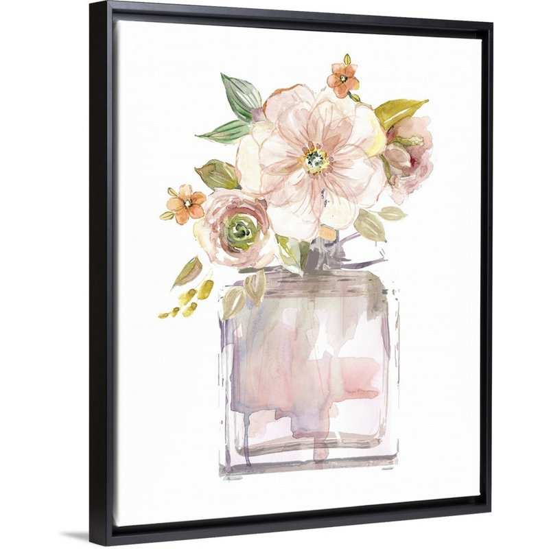 Mini Bouquet I - reproduction d'art sur toile, Cadre flottant noir, H 15,7 po x l 12,7 po x P 1,75 po