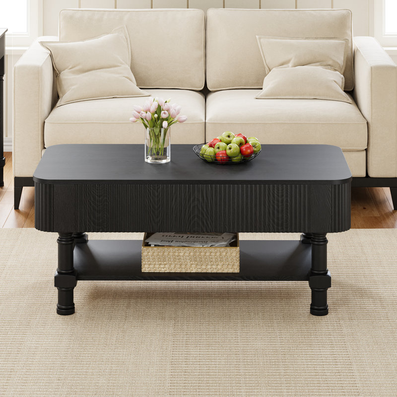 Table basse à plateau relevable Farmhouse, Noir