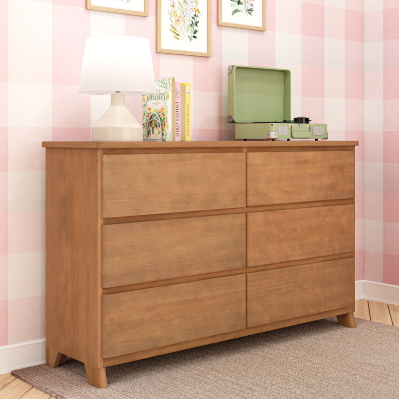Modern Farmhouse 6 Drawer Dresser, Pecan