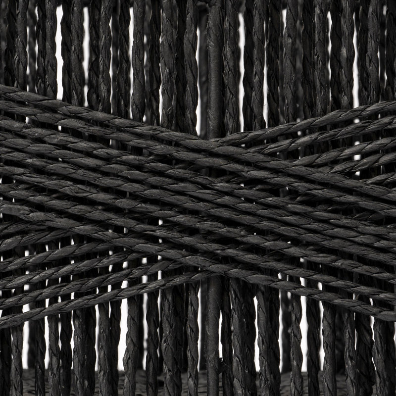 Paper Rope Basket with Wooden Handles, Black