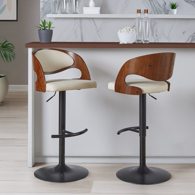 Tabouret de bar réglable Phoebe avec repose-pieds arrondi en forme de T (paquet de 2)