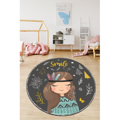 Round Carpet (47.2 in), 100% Polyester, 10 mm Pile Height | Antibacterial & Non-Slip Underside | Machine Washable at 86°F, 700 g/m² | Perfect for Living Room, Bedroom, & Play Areas – Soft, Durable, Easy-Care