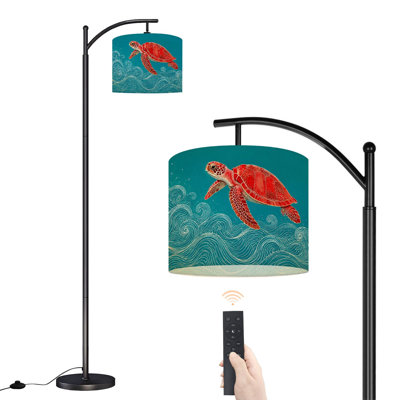 Lampe sur pied à DEL à intensité variable avec tortue de mer nageant, abat-jour réglable en hauteur avec télécommande, pour le salon, la chambre et le bureau