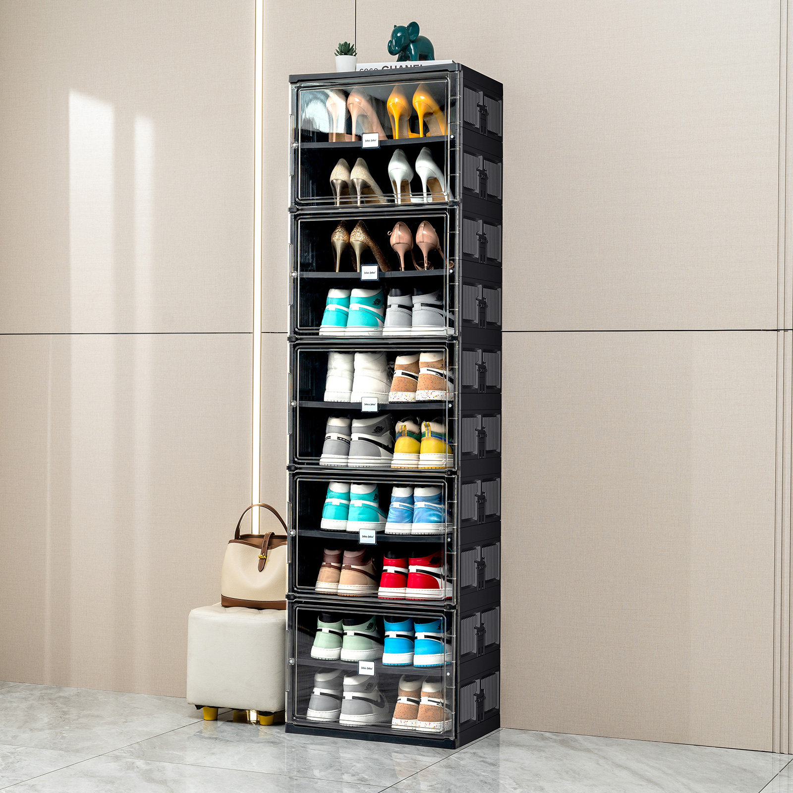 Rebrilliant 10 Tiers 20 Pairs Portable Shoe Organizer 