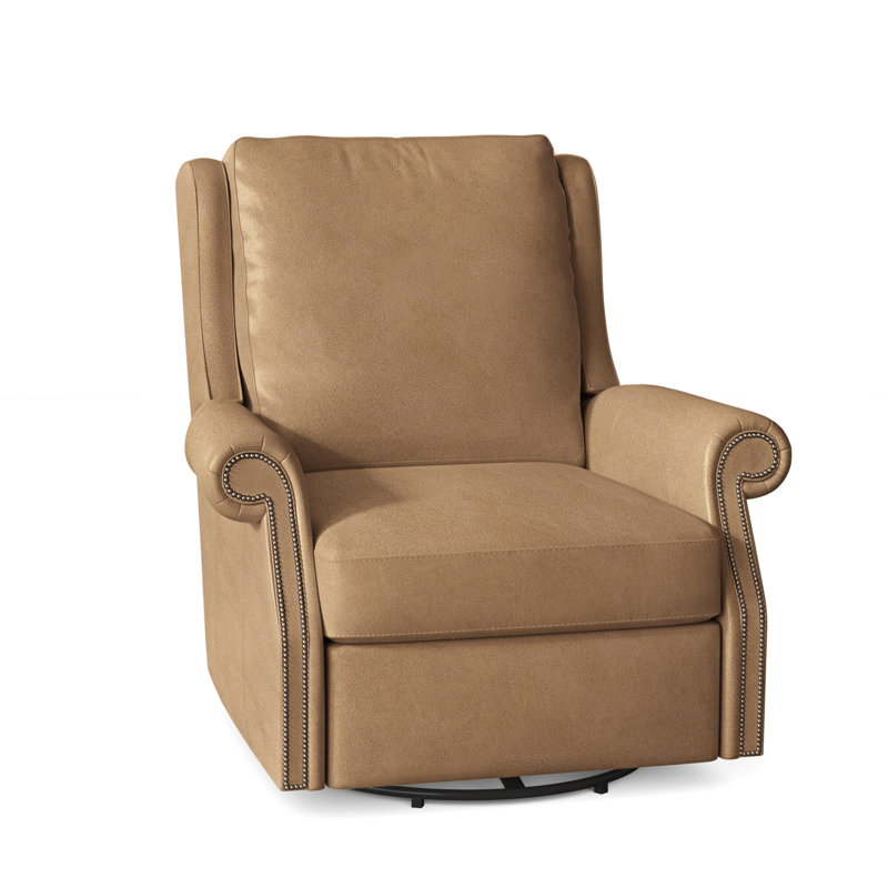 Barcelo Recliner, Aline Fumo Genuine Leather, Gunmetal, Manual Recline w/Inside Release