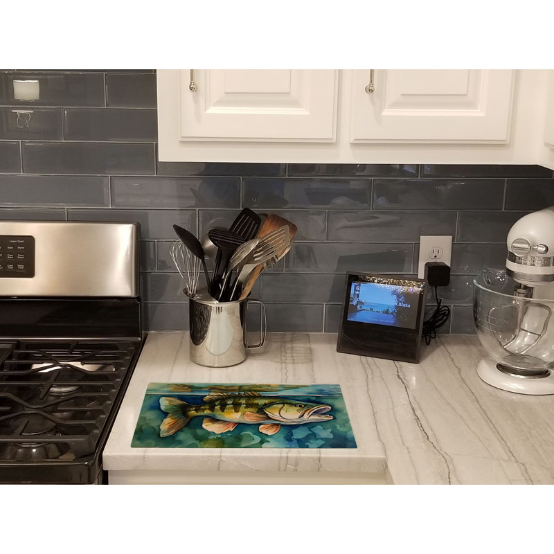 Smallmouth Bass Glass Cutting Board Large