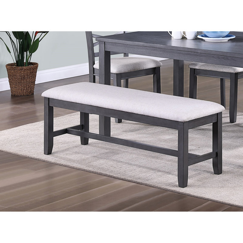 Ensemble de salle à manger 6 pièces Modern: table rectangulaire, 4 chaises d'appoint, 1 banc, finition grise, 6 pièces en bois d'hévéa