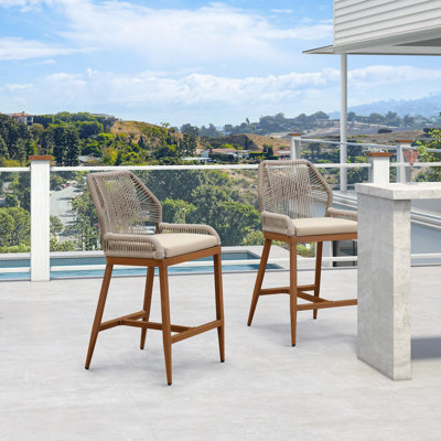 Tabouret de bar et de comptoir en aluminium avec dossier en H 24 po Sunbrella