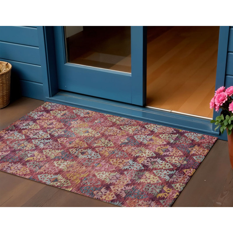 3' X 5' Aztec Washable Indoor Outdoor Area Rug