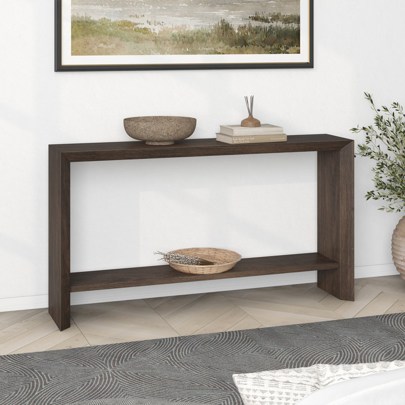 Osman Rectangular Console Table in Antiqued Grey Oak, Brown, 30" H x 55" W x 11.63" D
