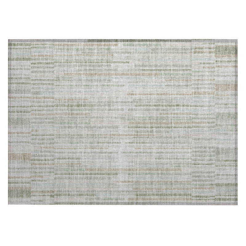 Machine Washable Indoor/Outdoor Xhevrie Sage Rug, Rectangle 1'8" x 2'6"