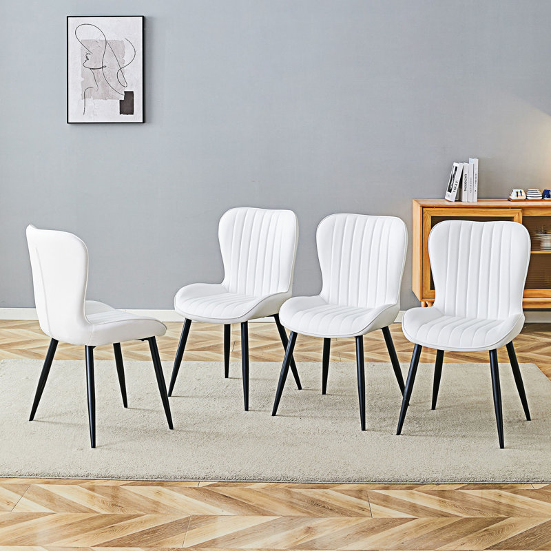 Ensemble de 4 chaises de salle à manger rembourrées, Blanc