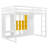 Full Size Wooden Loft Bed with Wardrobe, Shelves & Cabinet – Space-Saving Kids & Teen Bedroom Furniture, White+Yellow-2099601929-2099601932