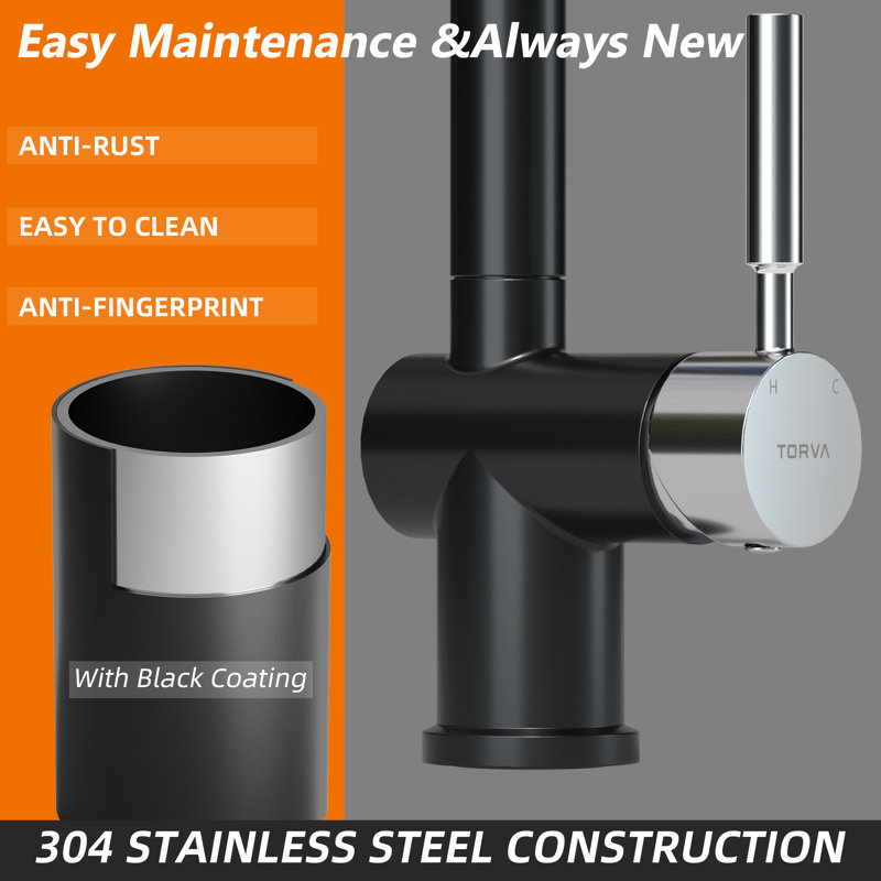 Polyfurniture Pull Out Touchless Kitchen Faucet