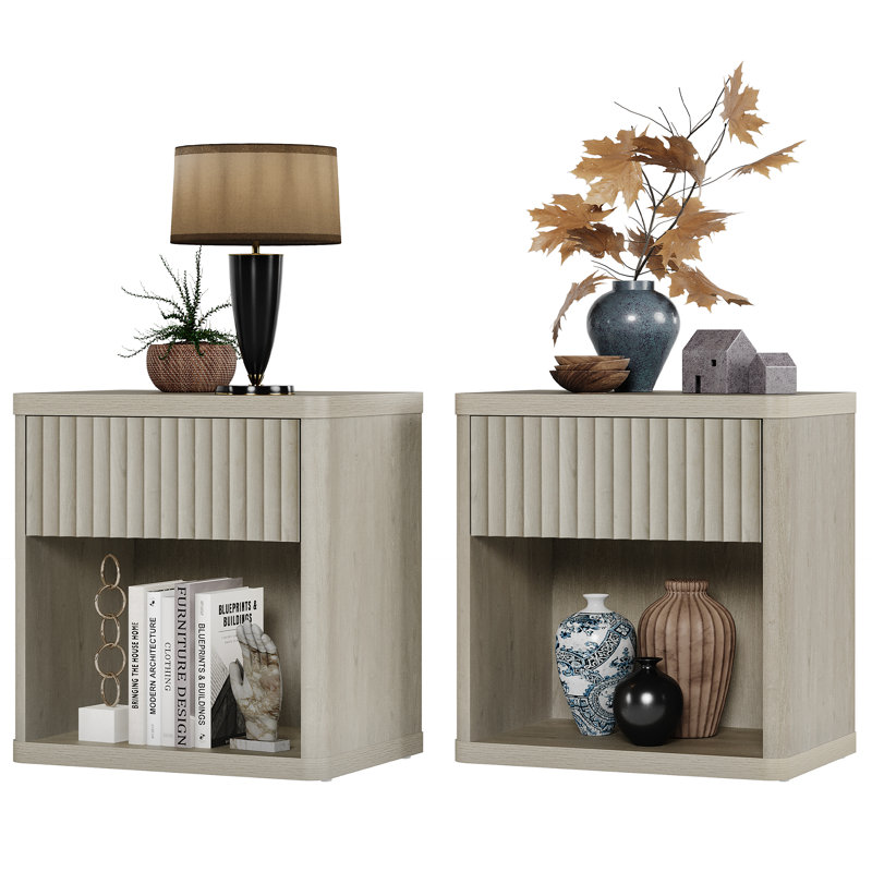 Cesiro 1 - Drawer Nightstand, Light Gray