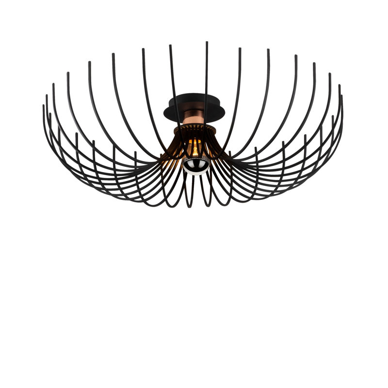 Lustre moderne noir, structure en métal, 22,0 po de diamètre x 6,3 po de hauteur | Douille E27 (40 W maximum) | Design élégant pour la maison et le bureau, classé IP20 | Luminaire élégant pour la salle à manger et les espaces de vie