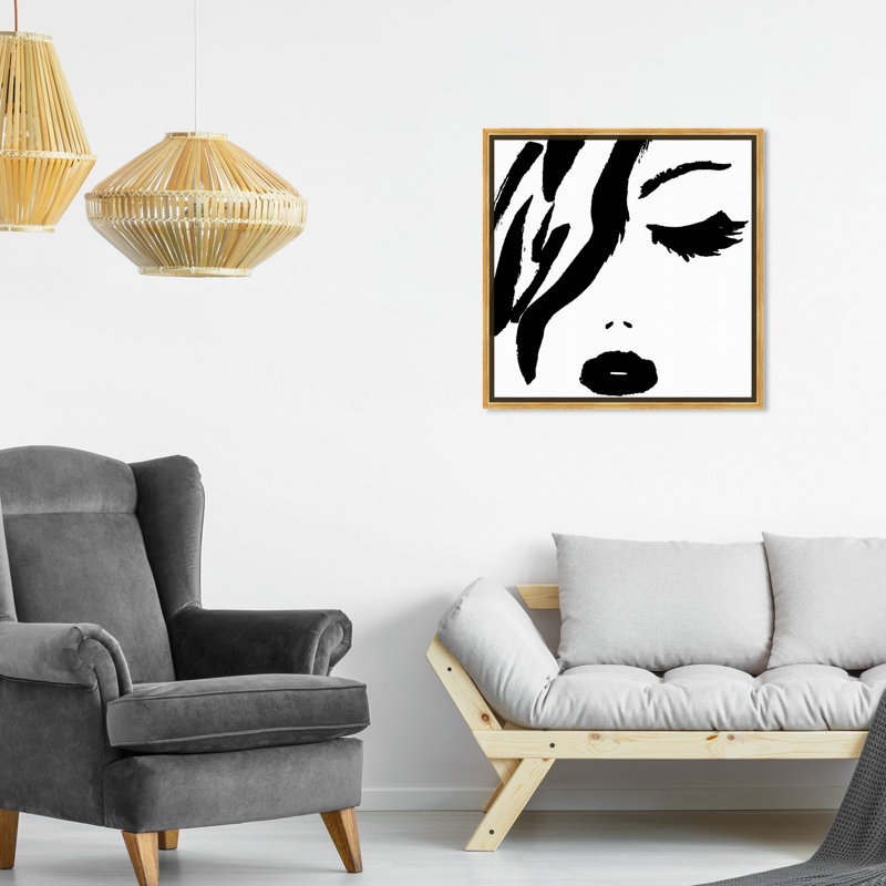 «All Black Rouge à lèvres», reproduction, Impression encadrée, H 21 po x l 21 po, Doré