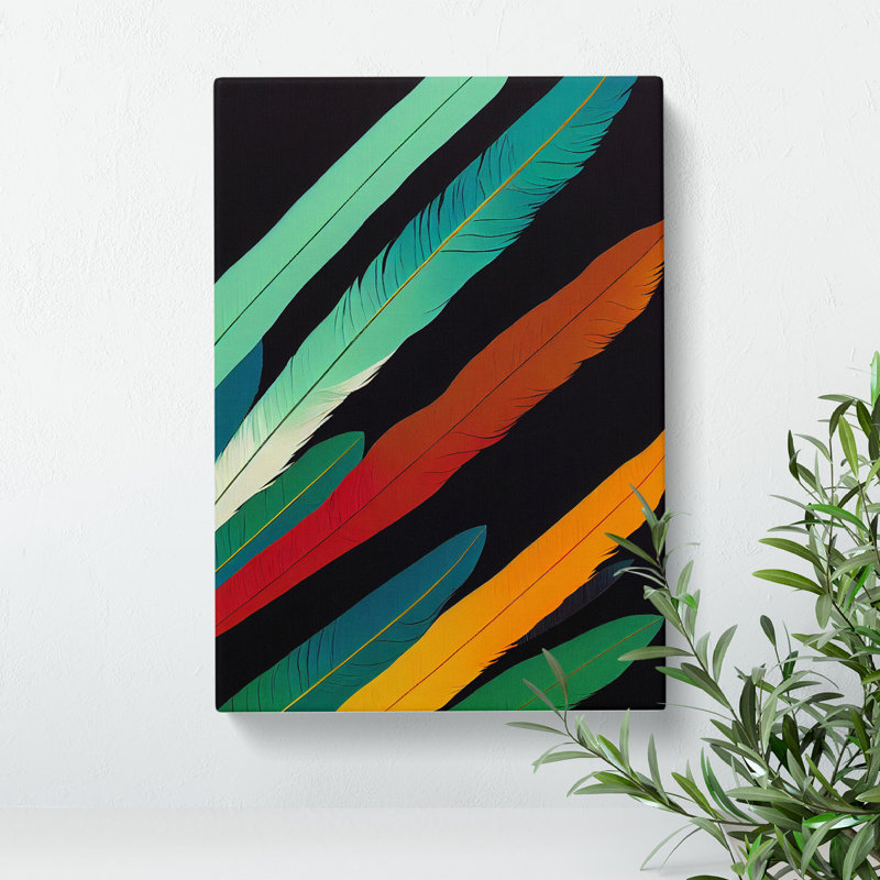 Stripes Of Feathers - Wrapped Canvas, 50cm H x 35cm W x 3cm D