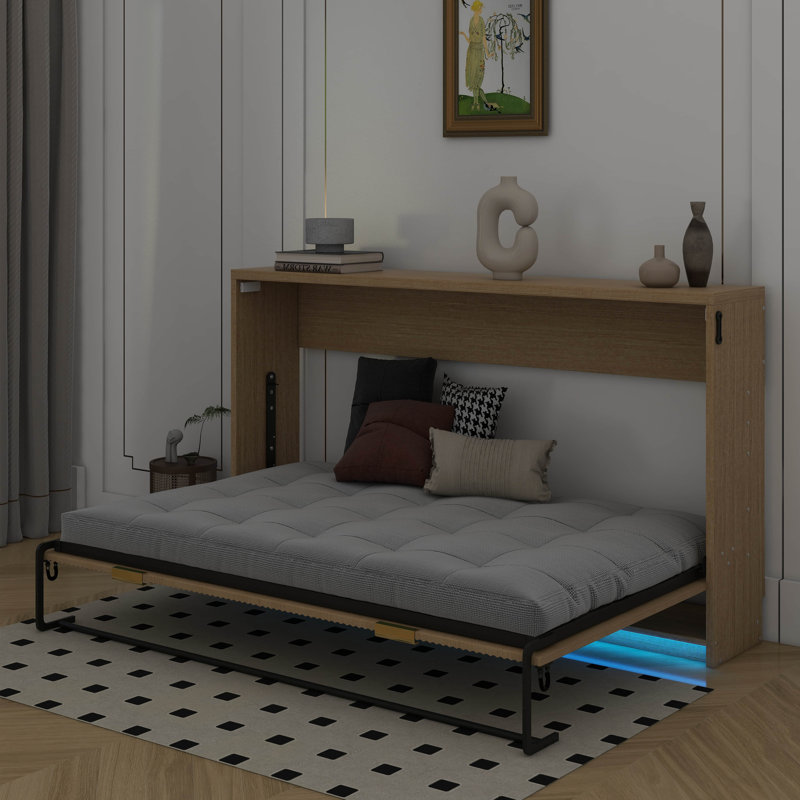 Lit escamotable simple de taille XL avec lumière DEL, peut être plié dans une armoire