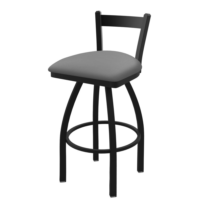 821 Catalina Low Back Swivel Bar Stool, Black Wrinkle, Canter Folkstone Grey, Counter Stool (25" Seat Height)