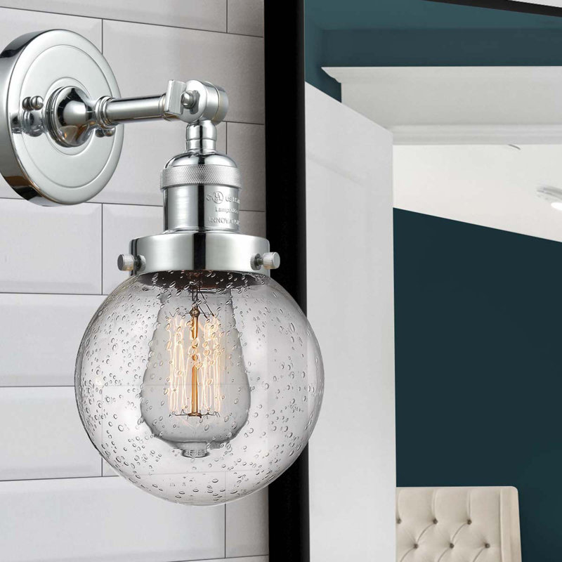 Clementina Dimmable Bath Sconce, 6 Watt Vinage LED Bulb, Seedy, Polished Chrome