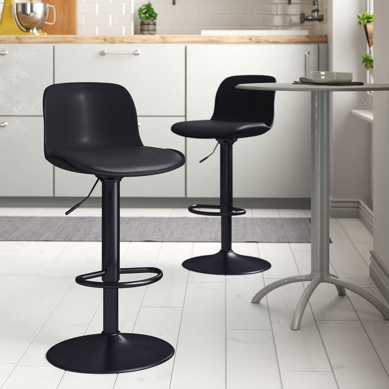 Alabama Swivel Adjustable Height Counter Stool with Metal Frame, Black