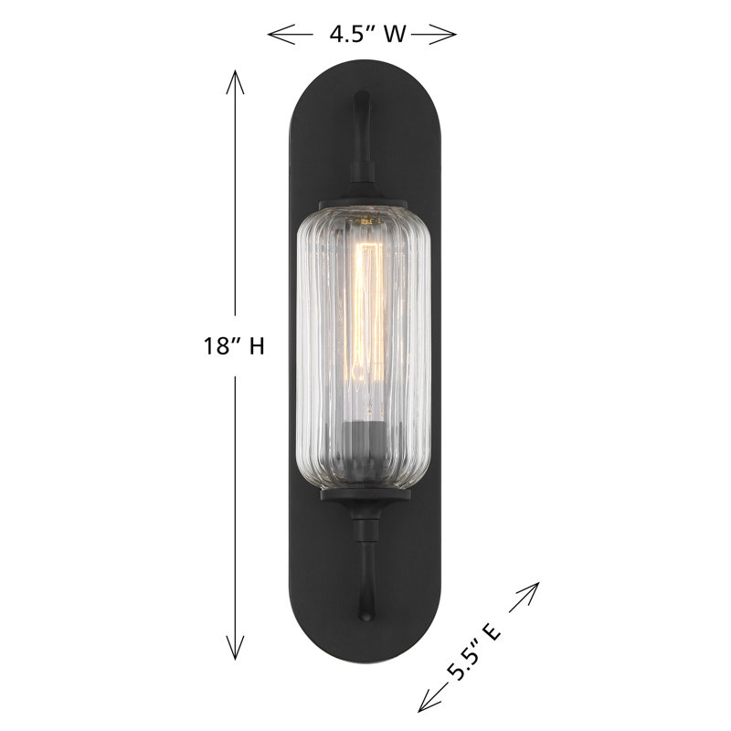 Holton 1-Light Wall Sconce in Black, Black