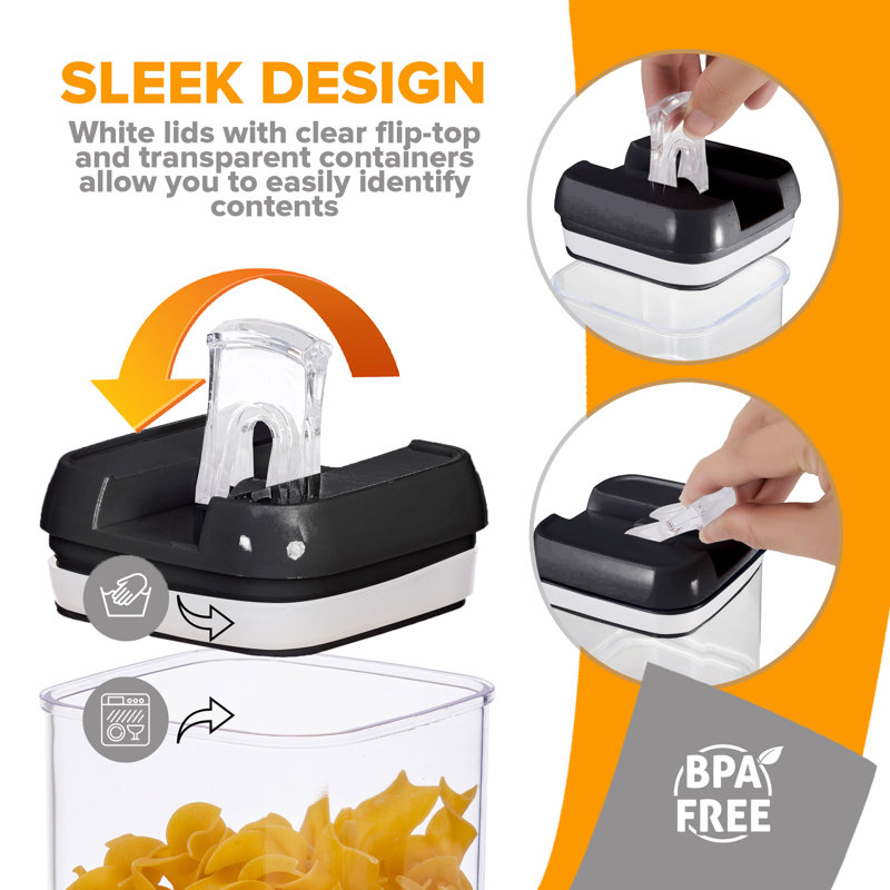 Black BPA-Free Plastic Airtight Food Storage Containers Set