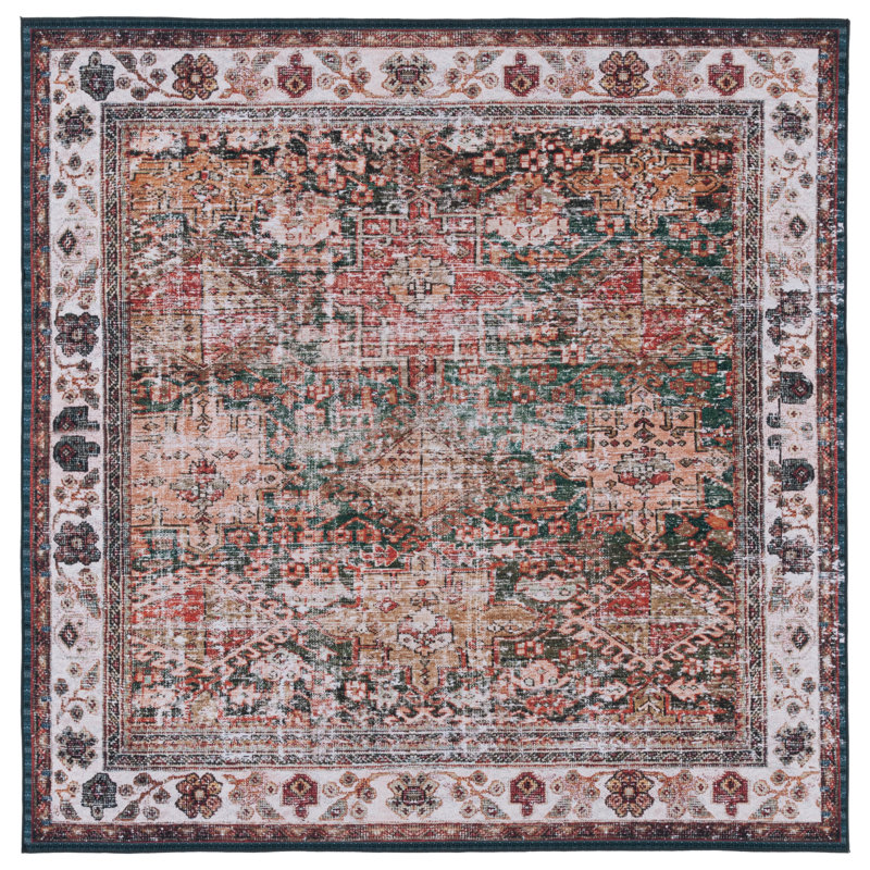 Pashen Performance Machine Washable Oriental Rug, Square 4'