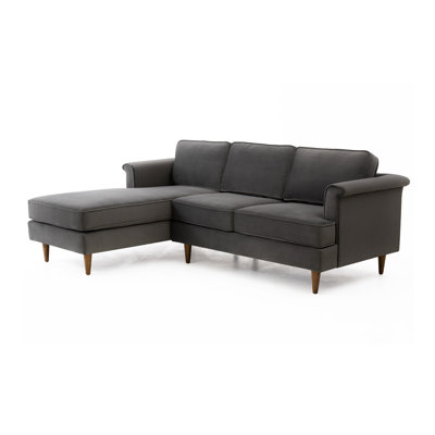 Jaliene 86"" Velvet Rolled Arm Reclining Sofa Chaise -  Rosdorf Park, C95FD66A490B4B3EA1084BA0FF5387E9