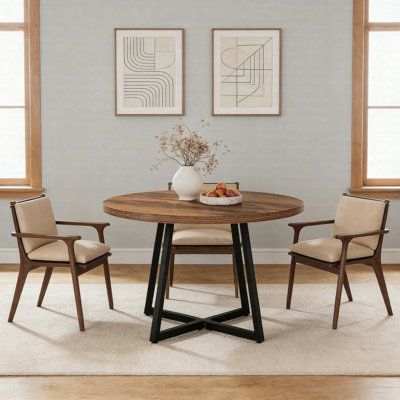 31.5" Industrial Dining Table – Rustic Kitchen Table With Metal Base For 2